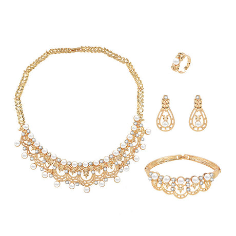 Fashion Simple Alloy First Necklace And Earrings Four-piece Set
