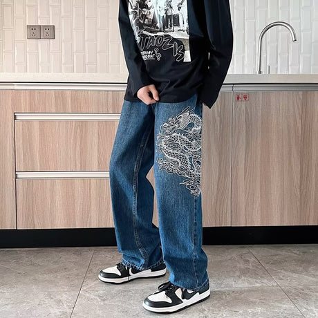 Loose Embroidered Jeans For Men