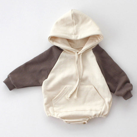 Baby Autumn Jumpsuit With Contrast Sleeves Hooded Sweater