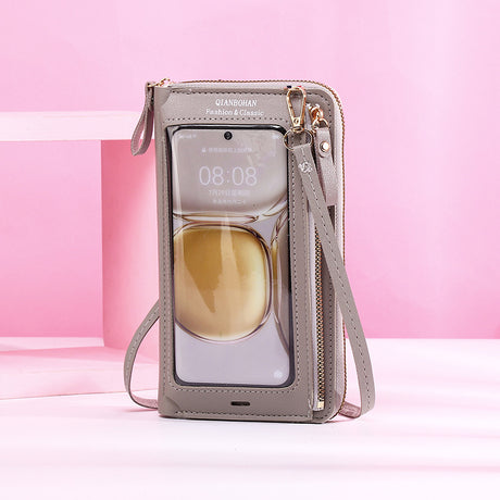 Transparent Touch Screen Mobile Phone Crossbody Bags Women Anti-theft Multifunctional Long Wallet ZIpper Shoulder Bag