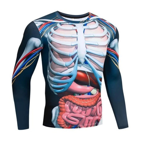 Fashion 3D Print Skeleton Internal Organ Pattern Men T-shirt Sweatshirt