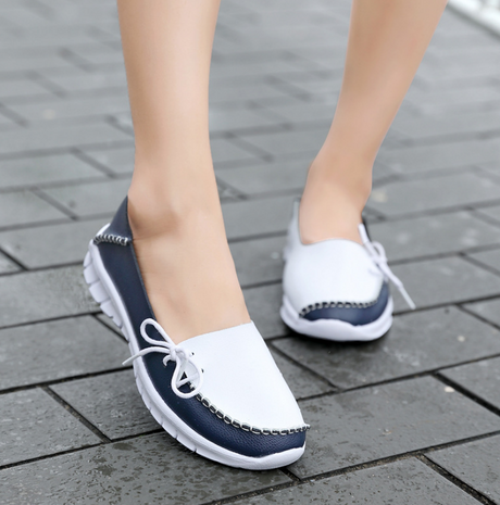 2021 spring women's shoes light foreign trade handmade casual shoes leather ladies peas shoes set foot women's shoes 4142