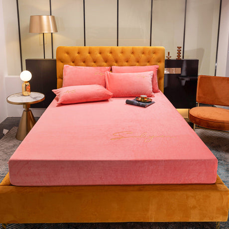 Coral Velvet Bed Sheet One Piece Crystal Flannel Simmons Mattress Cover 1.2m Bed Cover Full Cover 2m Bed