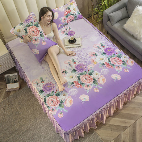 Bedspread, Bed Skirt, Protective Cover, Three-Piece High-End Bed Sheet