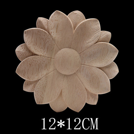 Solid Wood Carved Decals Round Dongyang Carved Door Round Round Flowers European-Style Dongyang Furniture Decorative Decals