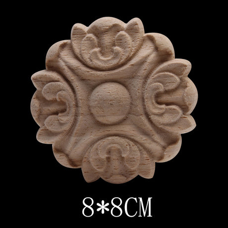 Solid Wood Carved Decals Round Dongyang Carved Door Round Round Flowers European-Style Dongyang Furniture Decorative Decals