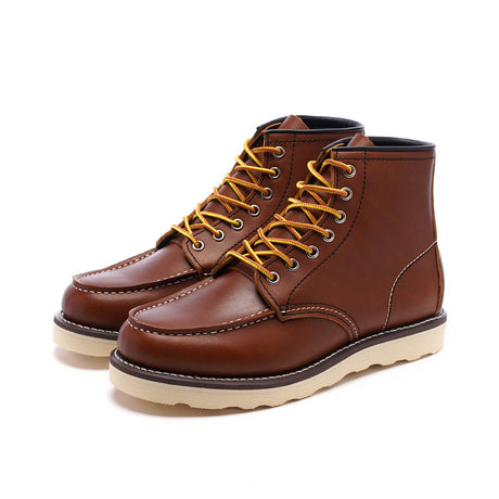 Retro Red Red Brown Leather Wing Tooling Shoes Single Boots 875 Locomotive Martin Boots Short Boots Men