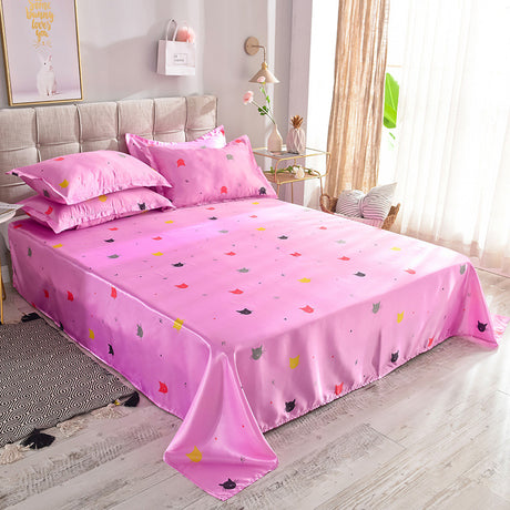 Summer Ice Silk Printing Home Textile Kit Single Bed Sheet Washed Silk Large Bed Sheet