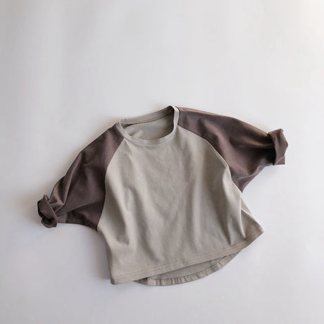 Korean Version Of Children's Long-Sleeved T-Shirt Autumn New Baby Inner Bottoming Shirt Contrast Color Bat Sleeve Top Foreign Style
