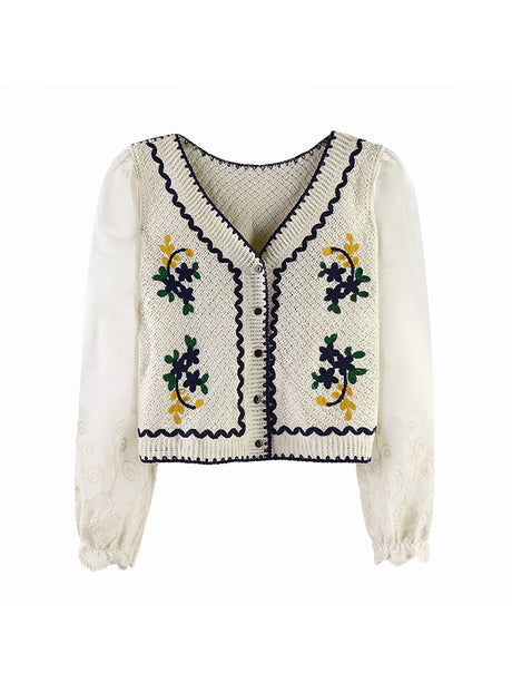 Western Style Long-sleeved Short Top Spring And Autumn Sweater Cardigan Jacket