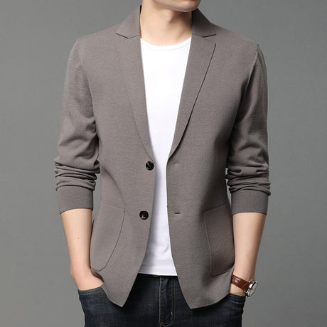 Hair Spring And Autumn Men\'S T-Shirt Coat Korean Version Blazer Solid Color Cardigan Handsome Men\'S Sweater