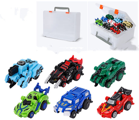 Creative Jumping Warrior Deformation Battle Toy Car Bounce Transformation Robot New Anime PVC Action Figures Boys Toys Game Set