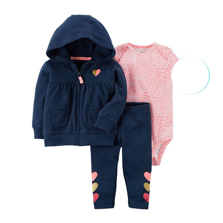 Clothing Sweater Boys And Girls Foreign Trade Hooded Long-Sleeved Baby Three-Piece Suit