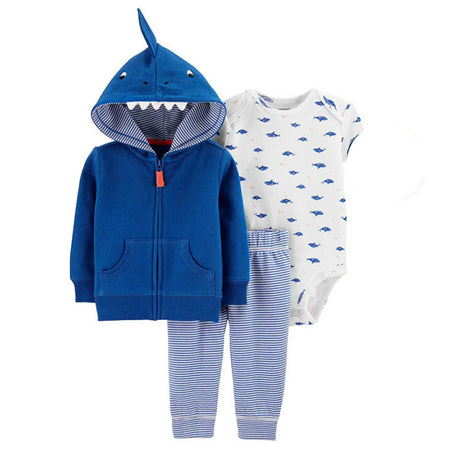 Clothing Sweater Boys And Girls Foreign Trade Hooded Long-Sleeved Baby Three-Piece Suit