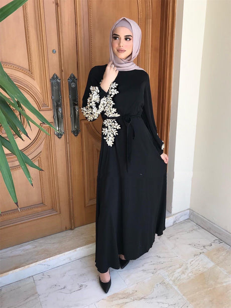 Women's Lace Beaded Loose Long Skirt Arabian Ladies Robe