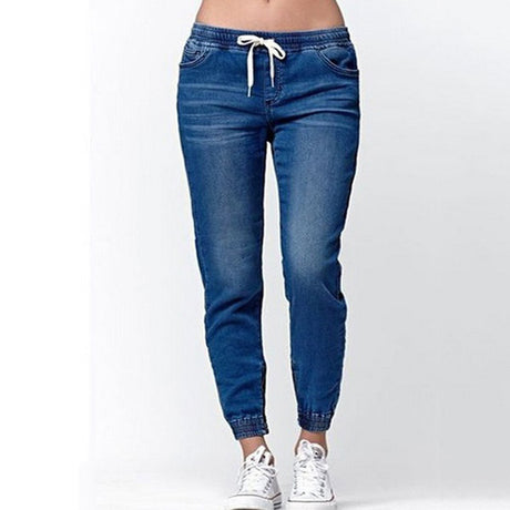 Autumn explosions Europe and the United States denim trousers tie the foot lantern jeans women