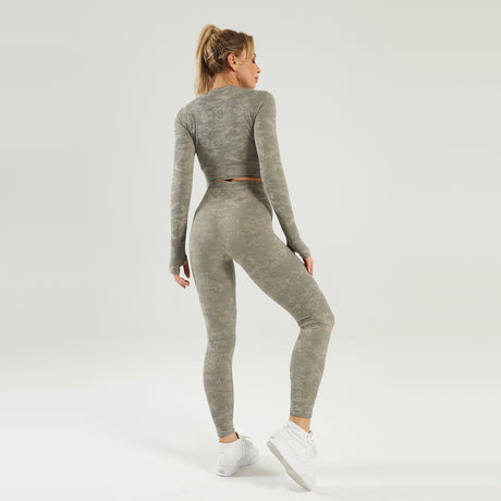 Seamless Fitness Sports Long-sleeved Trouser Suit Camouflage