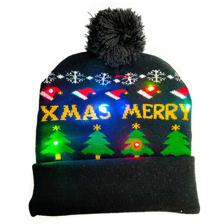 LED Christmas Hat Sweater Knitted Beanie Christmas Light Up Knitted Hat Christmas Gift Adult Kids Xmas New Year Decorations