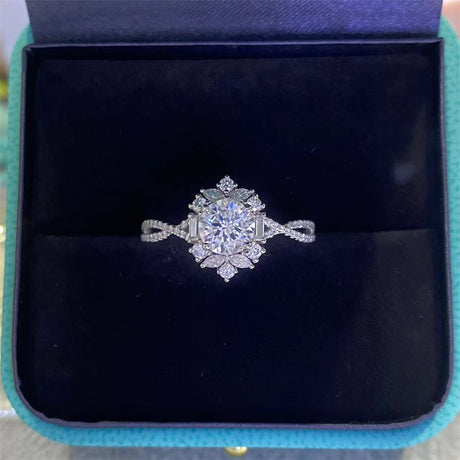 Moissanite Ring For Women 2 Carat D Color White Gold Diamond