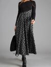 A-Line Long Dress With Long Sleeves Printed Dress