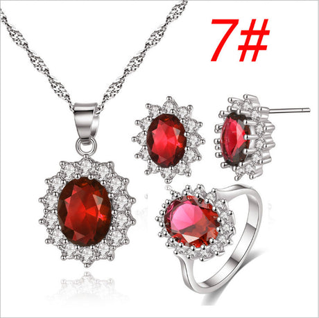 Sunflower Jewelry Set Necklace Ring Stud Earrings Bridal Jewelry