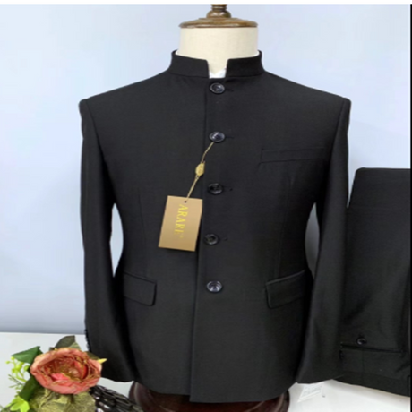 Zhongshan Collar Suit Men's Business Wedding Groom Stand Collar Self-cultivation