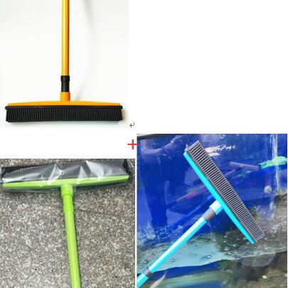 Pet hair removal broom long handle scrub brush retractable floor brush cleaning broom rubber brush cleaning cat dog hair