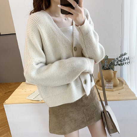 Lazy Style Solid Color Sweater Cardigan Women Jacket