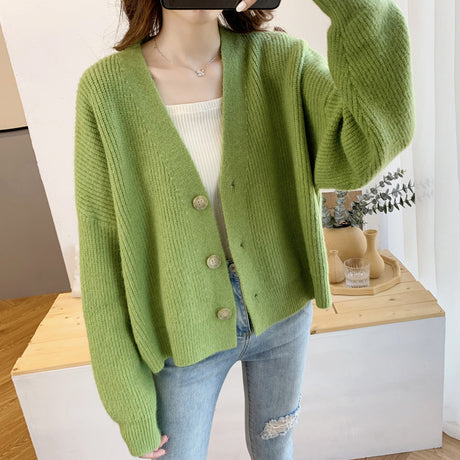 Lazy Style Solid Color Sweater Cardigan Women Jacket