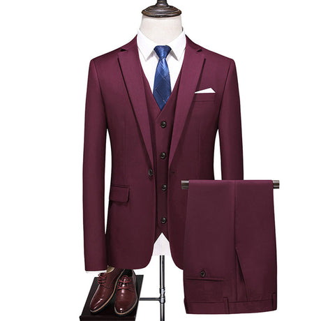 Three-piece suit solid color
