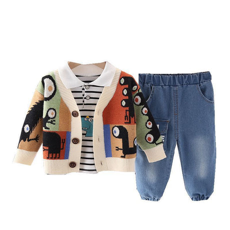 Boys sweater knitted cardigan suit