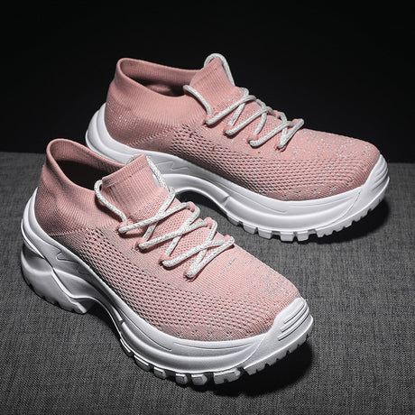 New Small White Shoes Girls Breathable Flying Knit Shoes