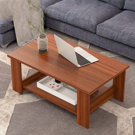 Double Coffee Table With Storage Rack