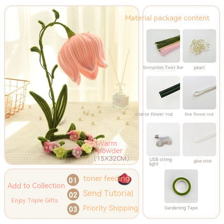 Lily Of The Valley Table Lamp DIY Handmade Material Package Twisted Stick Flower Home Decor Birthday Gift Valentine's Day Mum