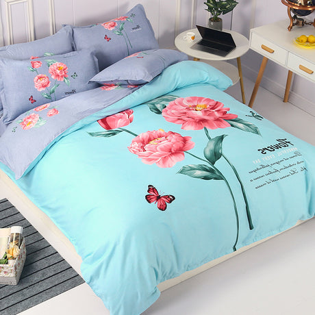 Four-piece sanded bed sheet