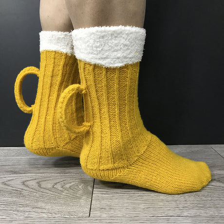 3D Beer Mug Socks Knit Long Tube Socks Cute Unisex Novelty Winter Warm Beer Socks Double Color Block Floor Socks
