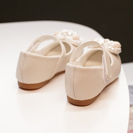 New Princess Casual Flat Rhinestone Dress Pearl Flower Girls Shoes