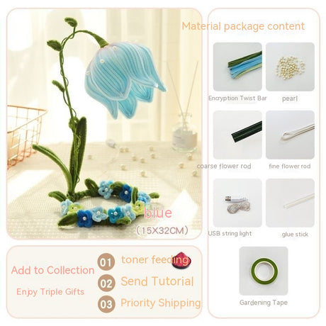 Lily Of The Valley Table Lamp DIY Handmade Material Package Twisted Stick Flower Home Decor Birthday Gift Valentine's Day Mum