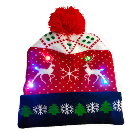 LED Christmas Hat Sweater Knitted Beanie Christmas Light Up Knitted Hat Christmas Gift Adult Kids Xmas New Year Decorations
