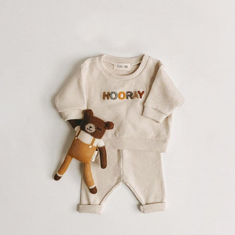 Boys' Casual Fashion Waffle Sweater Suit