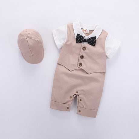 Fashion Baby Clothing Summer Short Sleeve Gentleman Jumpsuit Romper