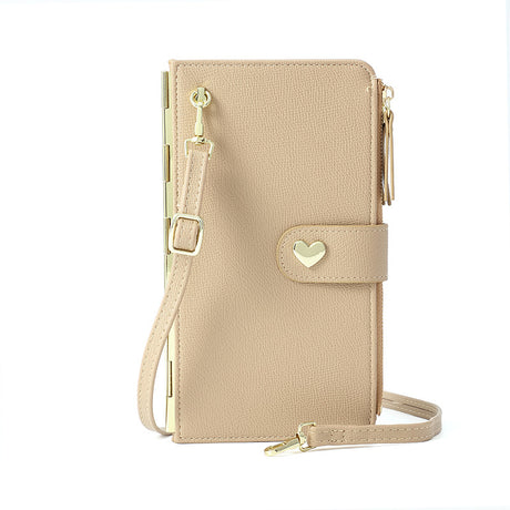 Mobile Phone Bags With Transparent Touch Screen Love Buckle Long Wallet Women Multifunctional Crossbody Shoulder Bag