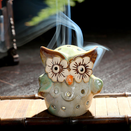 Hollowed Out Owl Aromatherapy Stove Candle Holder Home Accessories Craft Decoration