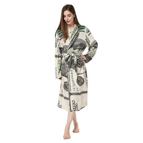 Home Clothes Warm Night Gown Flannel Bathrobe Personalized