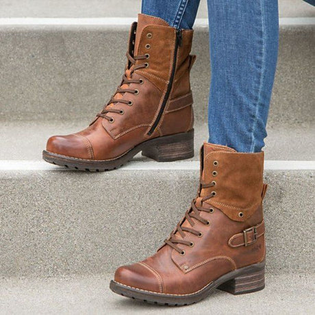 Round head cross strap ankle boot