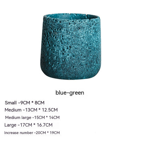Nordic Cement Flowerpot Creative Volcanic Rock Breathable Greenery Potted Pot With Tray Flowerpot