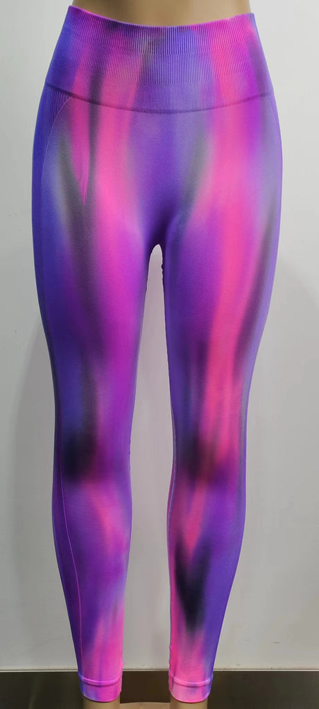 New Tie Dye Aurora Print Sports Pants Seamless High Waisted Fitness Yoga Pants For Women Gym Running Sweatpants Trousers