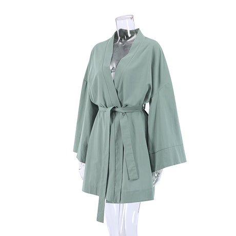 Women's Cotton Linen Nightgown Short Dressing Gown