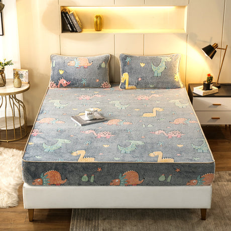 Snow Fleece Bed Sheet Thickened Warmth Digital Printing