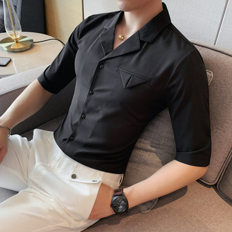 Suit Collar Light Business 5-point Sleeve Shirt